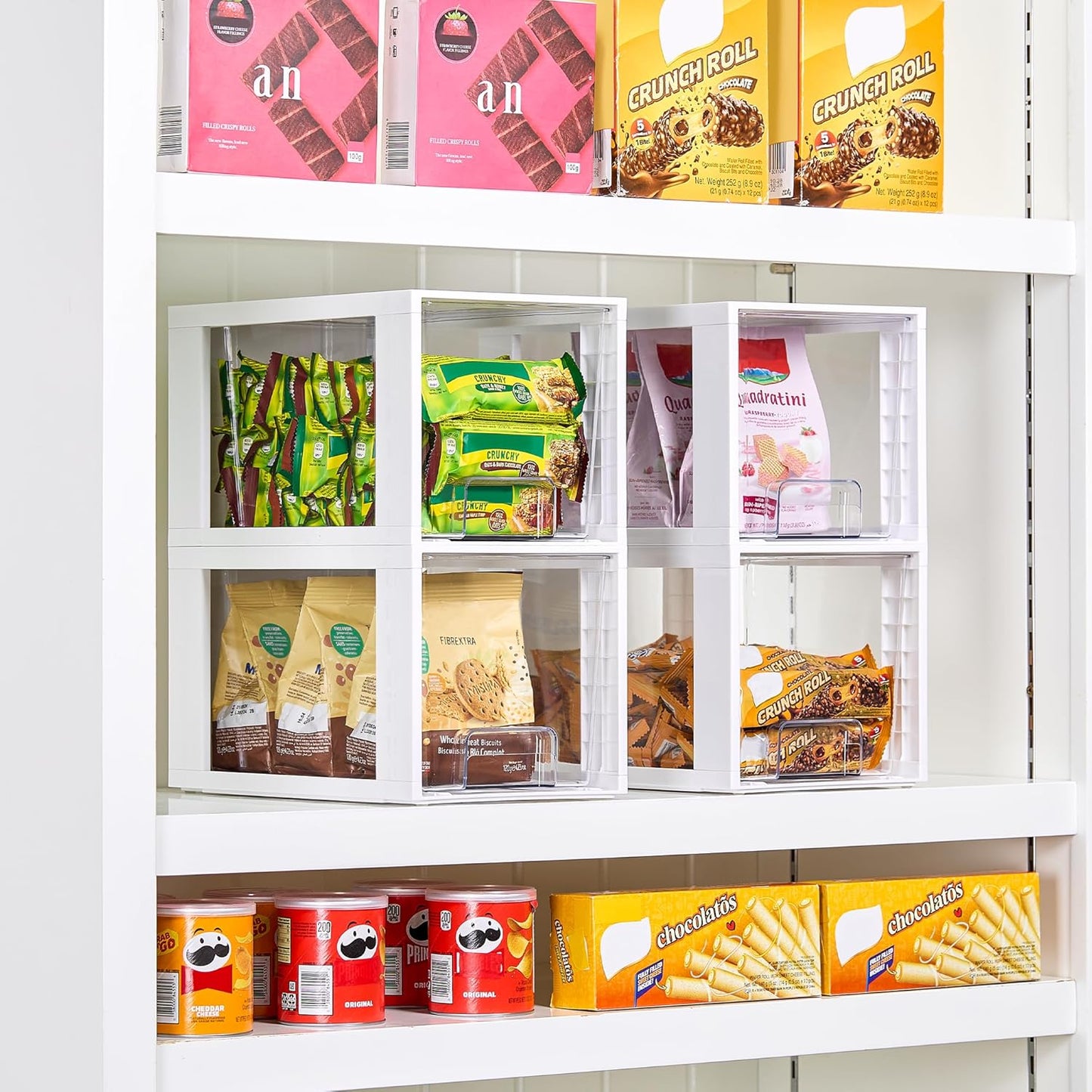 Vtopmart 4 Pack Large Stackable Storage Drawers, Clear | Easily Assemble Bathroom Closet Undersink Organizers and Storage Kitchen Cabinets,Pantry,Makeup,Medicine Organization