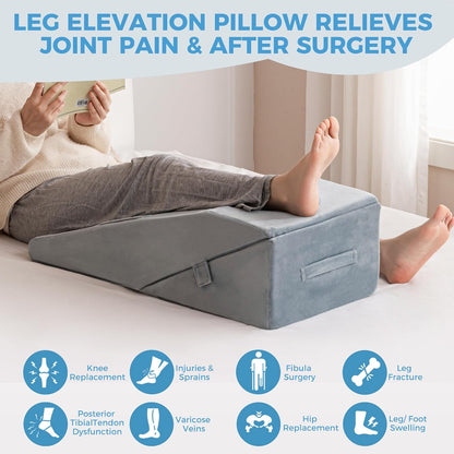 Ganondorf Adjustable Knee Wedge Pillow for Sleeping, Orthopedic Leg Elevation Pillow with Foam, Leg Pillow for Side Sleepers, Knee, Hip & Back Pain Relief, Sciatica, Swelling, Edema, Circulation