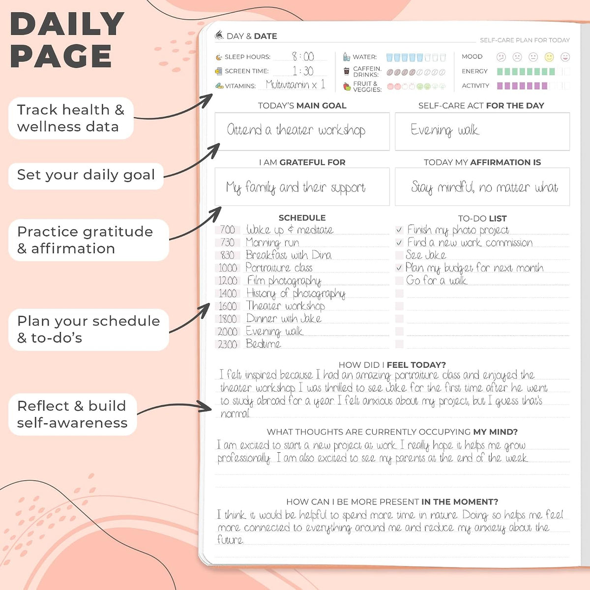 Clever Fox Self-Care Journal PRO for Women, Mental Health, Seashell