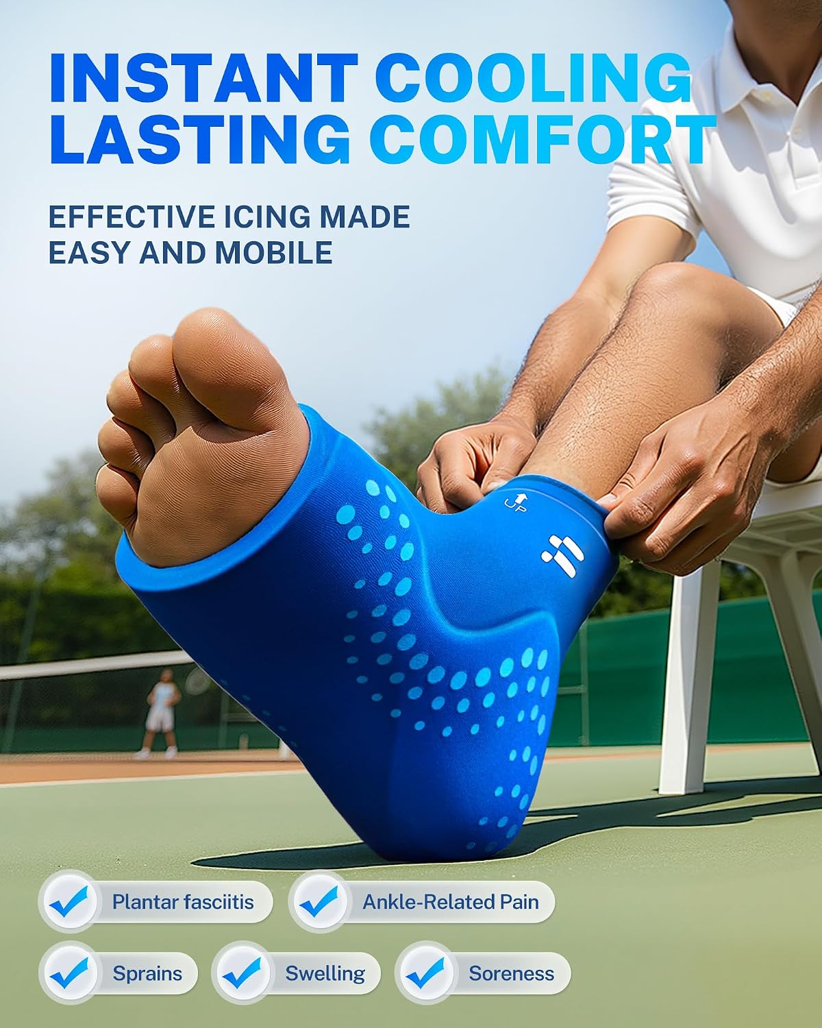 Ankle Ice Pack Wrap, Hands Free for Sprained Ankle & Swelling, XL | Extended Ankle & Foot Coverage, 30% Longer Lasting Cold, Heel& Foot Pain Relief, Hot& Cold Therapy, Plantar Fasciitis Support