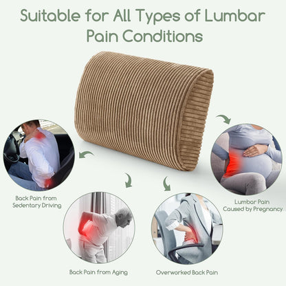 HIGOGOGO Lumbar Support Pillow for Recliner Chair/Accent Chair/Couch, Memory Foam Back Support Cushion for Elderly, Recliner Cushions for Back Rest, Pain Relief, Reading, Washable Cover, Brown