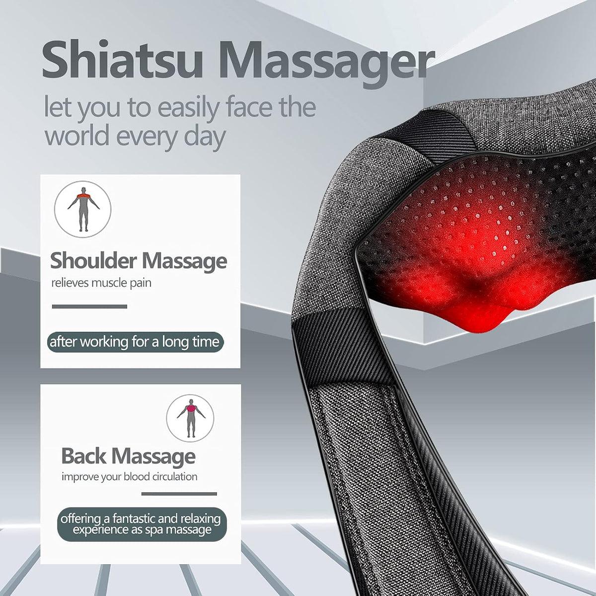 Shiatsu Neck and Back Massager with Heat for Pain Relief Deep Tissue Gifts