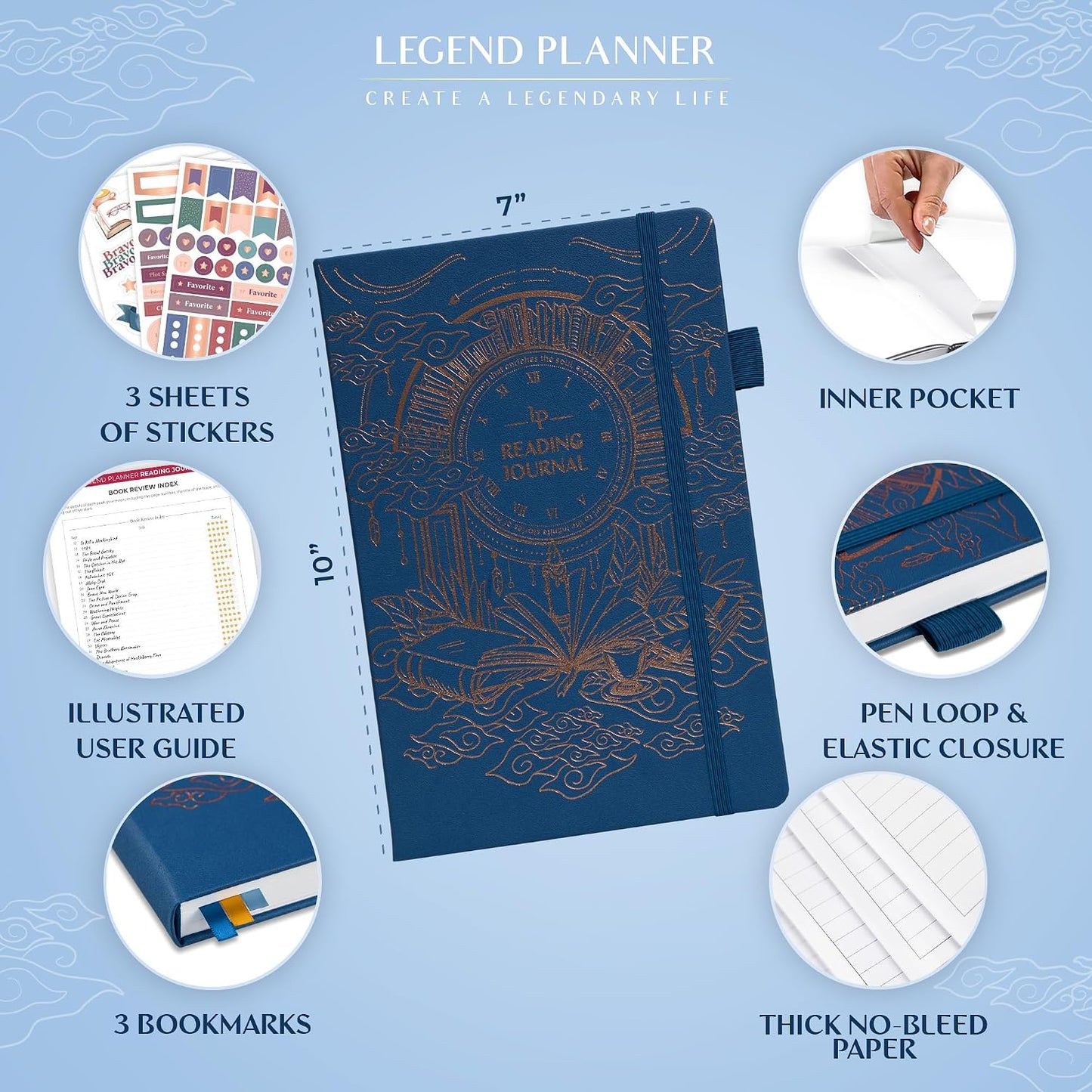 Legend Reading Journal for Book Lovers – Reading Log Tracker for Adults & Kids – Book Nerd Gifts & Accessories, 180 Reviews (Mint Cream)