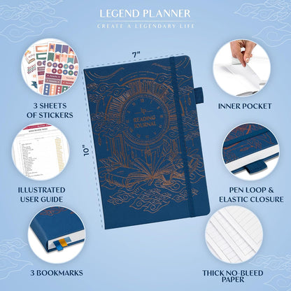 Legend Reading Journal for Book Lovers – Reading Log Tracker for Adults & Kids – Book Nerd Gifts & Accessories, 180 Reviews (Mint Cream)