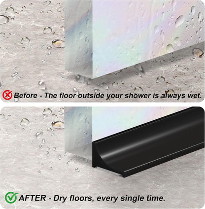 39Inch Shower Threshold Water Dam, Self-Adhesive Silicone Shower Barrier Water Stopper Shower Door Bottom Seal Strip Shower Splash Guard for Bathroom Kitchen Bathtub