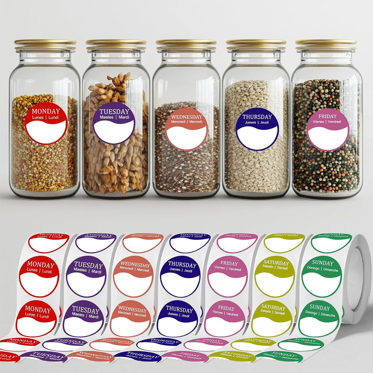 Day of The Week Stickers, 3500PCs Day Dots Food Labels Week Stickers for Planner, Restaurant Kitchen Containers Dispenser