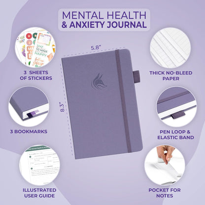 Clever Fox Mental Health & Anxiety Journal CBT Prompts 5.8x8.3 Lavender