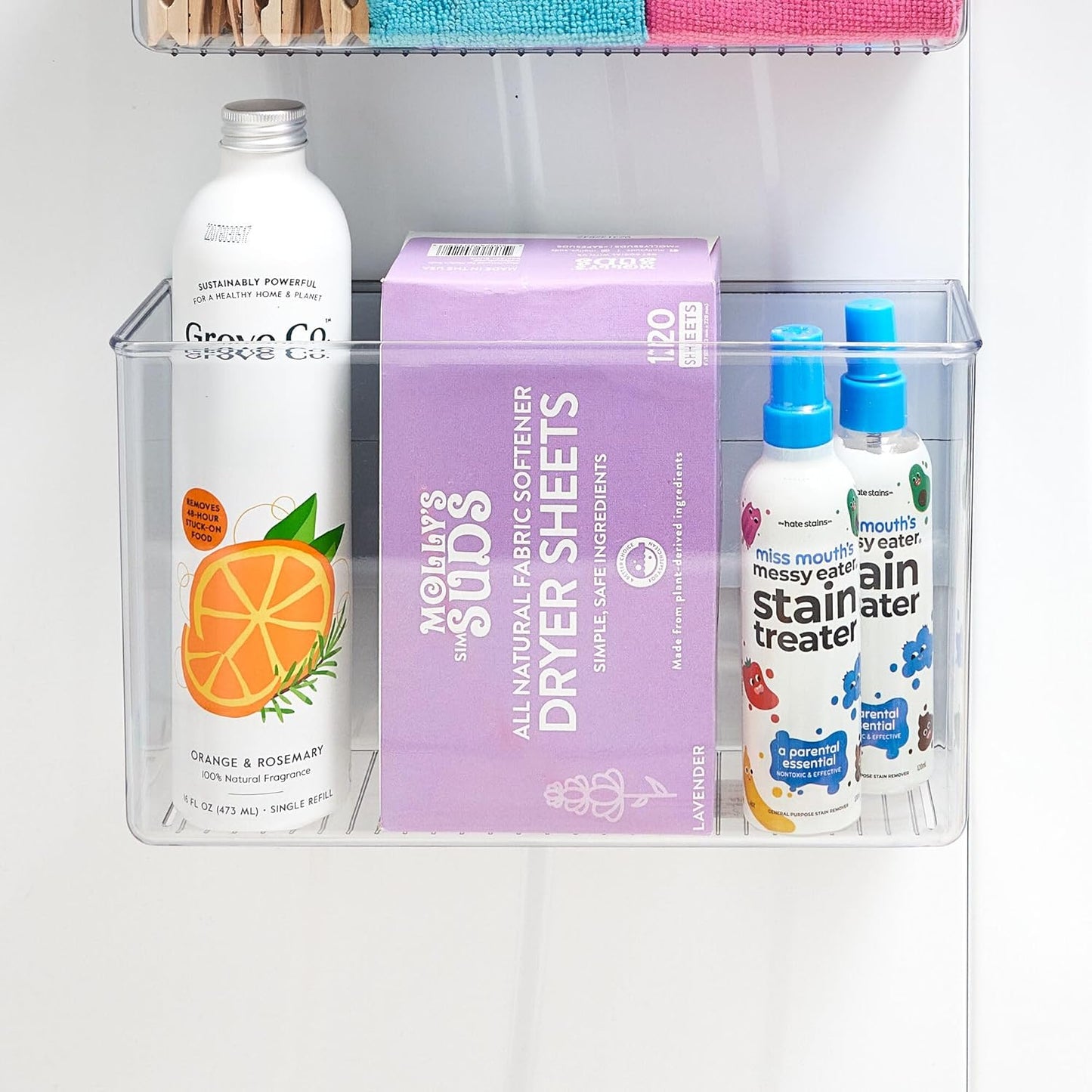 iDesign Magnetic Small Clear Plastic Organizer Bins | Laundry Room Storage