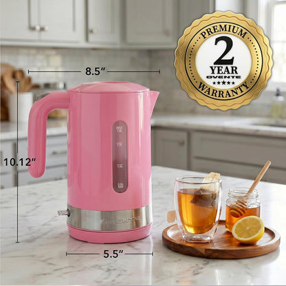 OVENTE 1.8L Electric Kettle with 1500W Fast Boiling Heater, Black KP413B | Best For Coffee or Tea, BPA-Free, Easy-Fill Lid, Water Level Window, Auto Shut-Off & Boil-Dry Protection, Removable Filter