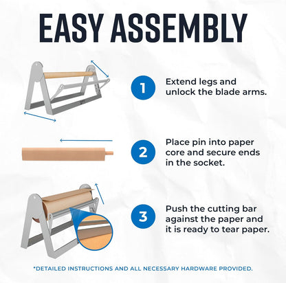 Bryco Goods 18 Inch Butcher & Kraft Paper Roll Dispenser and Cutter | Heavy-Duty Steel Frame, Sharp Blade, Wall Mountable, Tabletop, Non-Slip Rubber Feet, One-Hand Operation, Holds 1000ft Rolls