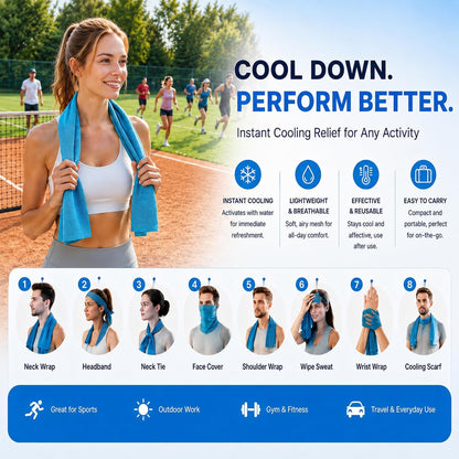 Cooling Towels for Neck and Face, Instant Cooling Towel,4 Pack with Hooks | Instant Cooling Towel, Water Activated, Soft Microfiber, Reusable,4 Pack with Hooks, Great for Golf Gym Running Sports