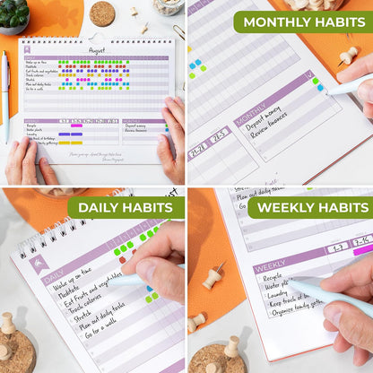 Clever Fox Habit Tracker Calendar, 24-Month Daily Goal Journal Black
