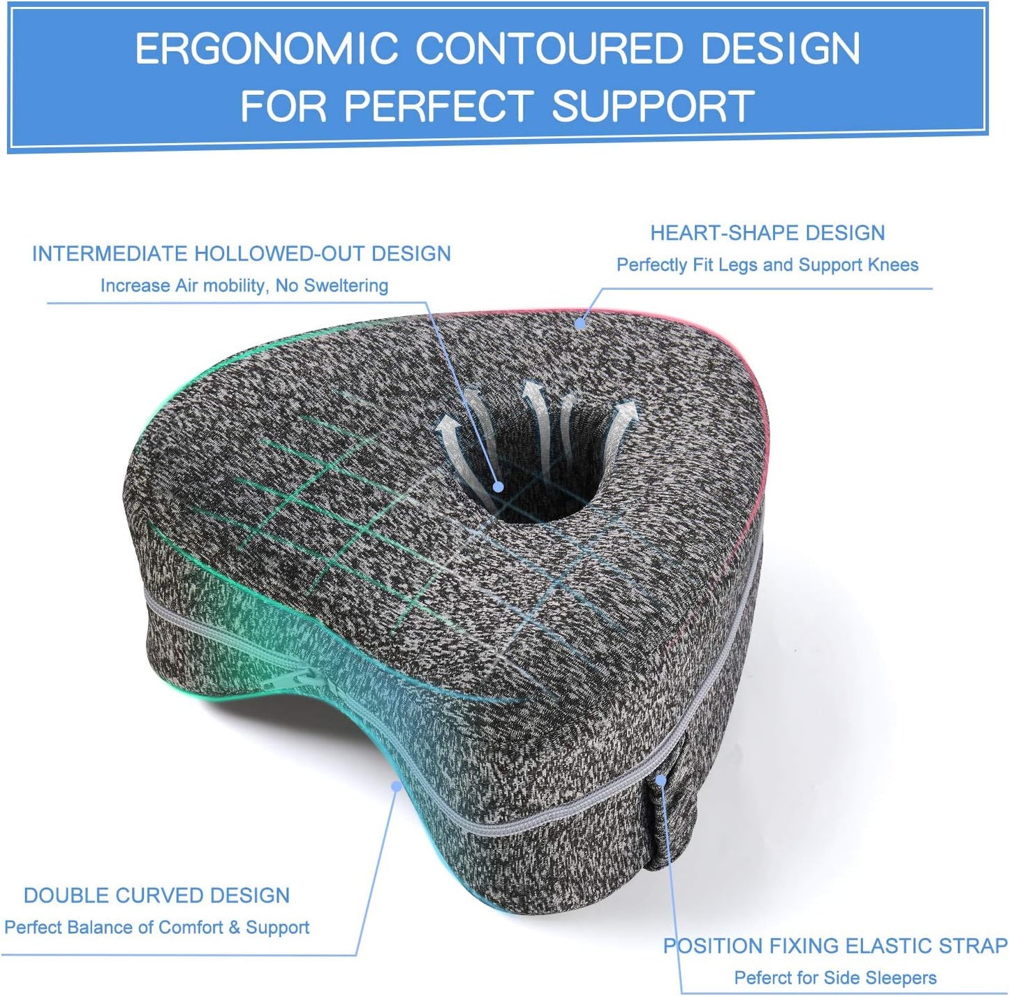 BEAUTRIP Leg Pillow | Ergonomic Side Sleeping Pillows | Memory Foam Knee Pillow with Strap for Side Sleeper | Leg Support Cushion with Removable and Washable Cover