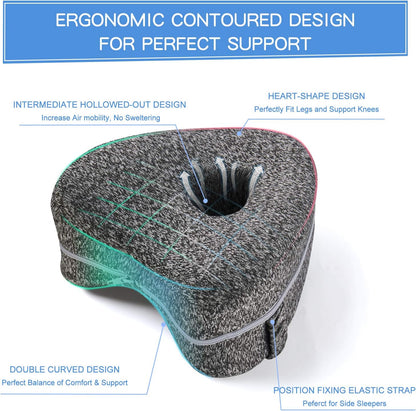 BEAUTRIP Leg Pillow | Ergonomic Side Sleeping Pillows | Memory Foam Knee Pillow with Strap for Side Sleeper | Leg Support Cushion with Removable and Washable Cover