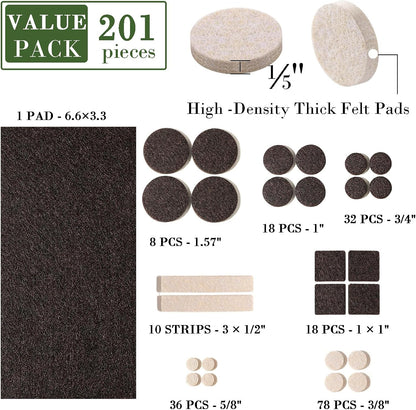 Fursafe&Q Felt Furniture Pads, Furniture Felt Pads for Hardwood Floors -Self Adhesive Chair Leg Floor Protectors, Protect Your Floors from Nicks, Bumps and Scratch,96 Pcs Round Cabinet Door Bumper