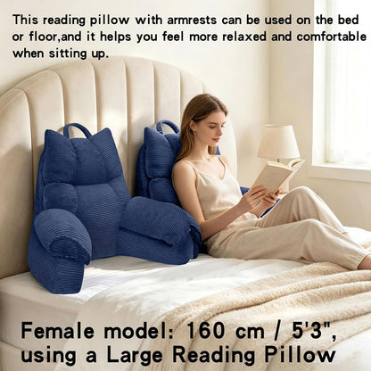 Reading Pillow for Bed with Arms, Back Support, Memory Foam（Grey Black） | Reading Pillow for Bed with High Arm Rests, Back Support Pillow for Sitting Up, Shredded Memory Foam for Reading, TV & Gaming