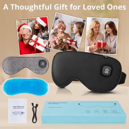 Heated Eye Mask for Dry Eyes, Cordless Warm Eye Compress, Heat and Cooling