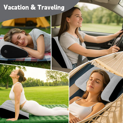 Prosixtoy Portable Wedge Pillow Inflatable Cushion - Body Positioners Lightweight Wedge Pillow for Sleeping, Leg Elevation, Use in Bed, Travel, Camping, Fast Inflating Deflation (Grey)