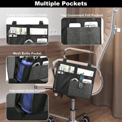 Cosmos Armrest Chair Side Organizer Bedside Caddy Organizer Bunk Bed Storage Bag Armchair Wheelchair Hanging Side Pocket Bag for Ipad, Tablet, Phone, Remote Control, Magazines, Books & Water Bottle