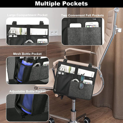 Cosmos Armrest Chair Side Organizer Bedside Caddy Organizer Bunk Bed Storage Bag Armchair Wheelchair Hanging Side Pocket Bag for Ipad, Tablet, Phone, Remote Control, Magazines, Books & Water Bottle