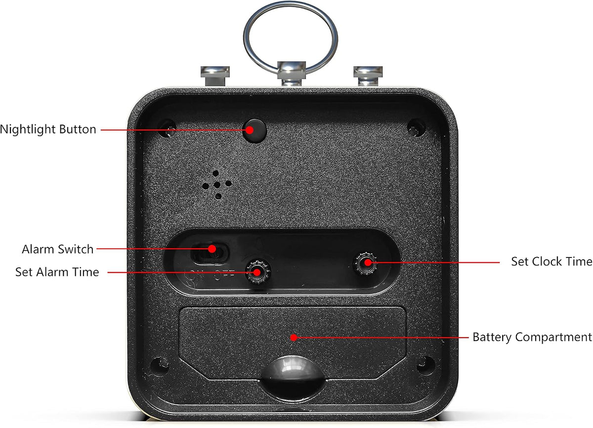 AYRELY® Small Metal Alarm Clock, Desk and Table Clock for Travel