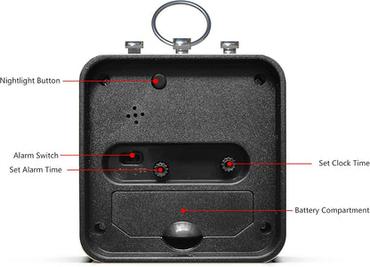 AYRELY® Small Metal Alarm Clock, Desk and Table Clock for Travel