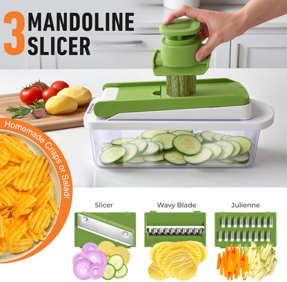 Mueller The Real Original Pro Vegetable Chopper & Mandoline Slicer, 10-in-1 | since 2013, 8 Blade Food Veggie Chopper, Onion Vegetable Cutter with Container, Kitchen Gadgets & Essentials