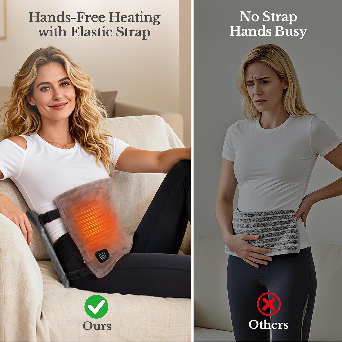 Cordless Heating Pad for Back, Rechargeable Electric Heat Wrap | Wearable Heat Wrap With Adjustable Straps, 15000Mah Battery, 3 Heat Settings And Auto Shut-Off For Home, Office And Travel.