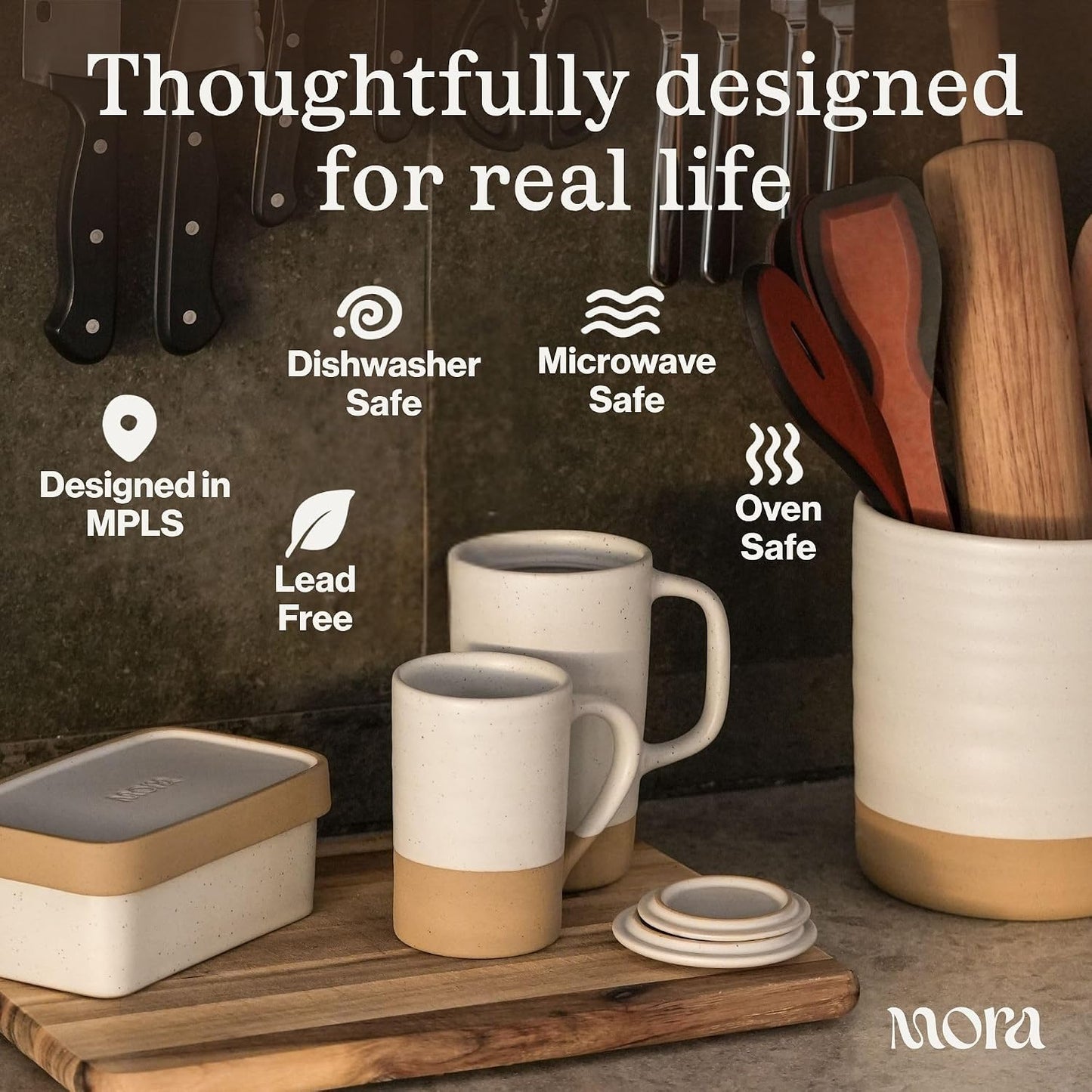 Mora Ceramics Large Tea Mug with Loose Leaf Infuser and Ceramic Lid, 18 oz, Portable, Microwave and Dishwasher Safe, Tall Coffee Cup - Rustic Matte Ceramic Glaze, Modern Herbal Tea Strainer, Olive