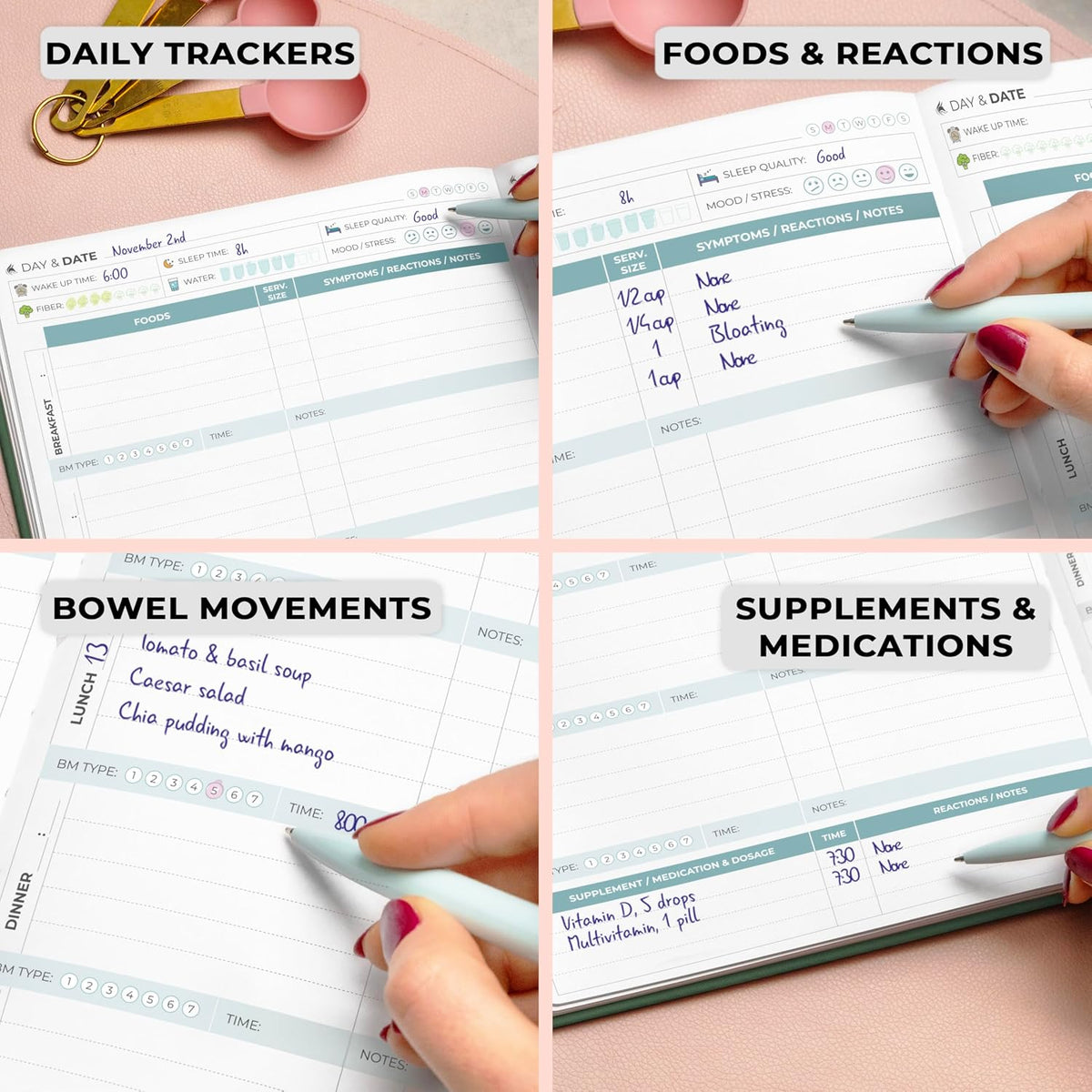 Clever Fox Food Sensitivity Journal & Symptom Diary, 8.5x11 Purple