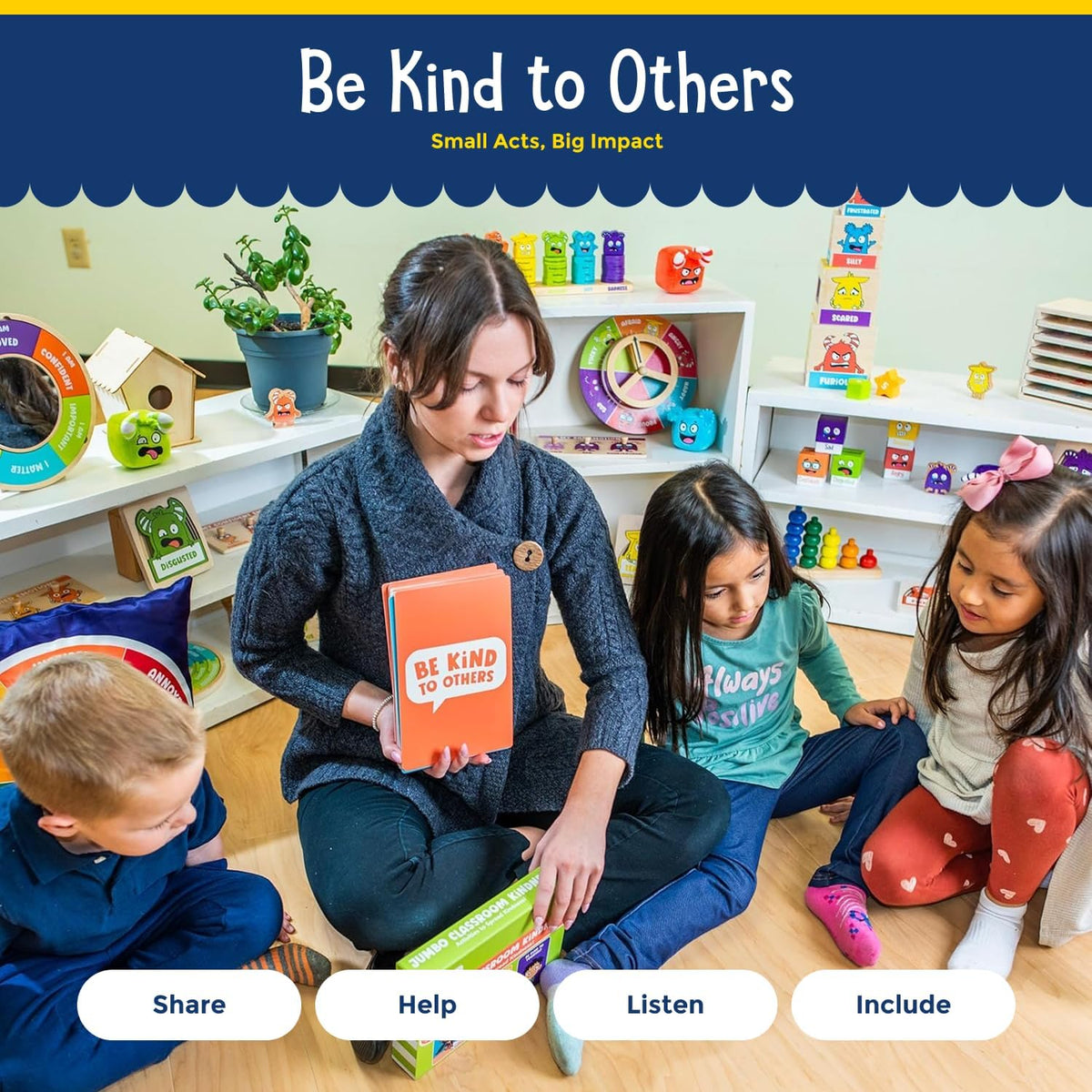 Open The Joy Jumbo Calming Cards, SEL Mindfulness Cards for Kids 3+