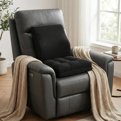 baibu Memory Foam Recliner Cushions with Lumbar Support Pillow Set for Elderly, 20x20x5 Inch Dual-Layer Design Non-Slip Recliner Seat Cushion & Back Support Pillow for Reduce Hip & Lumbar Pain, Brown