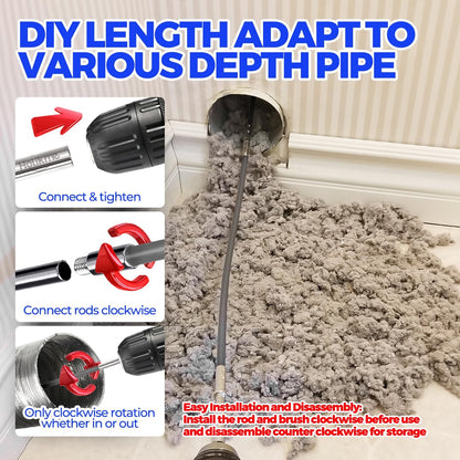 Holikme Dryer Vent Cleaner Kit - 15Ft Flexible Lint Brush for Deep Cleaning | Dryer Vent Cleaner Brush with Drill Attachment, Removes Years of Lint Buildup, Improves Airflow, Faster Drying & Fire Safety