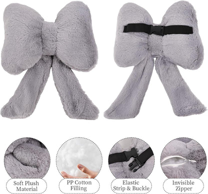 2 Pack Bow Car Headrest Pillows Plush Car Neck Pillows for Travel Driving Office Chair Head Support Cushions, Also Cute Car Decor Accessories (Black)