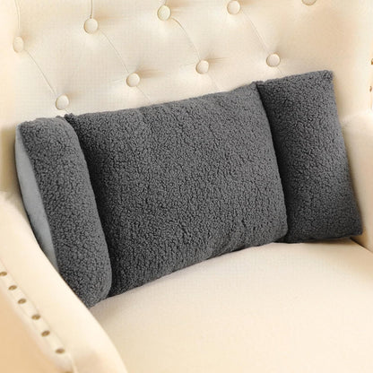 Queekay Fleece Lumbar Support Pillow 3 Section for Office Chair, Black