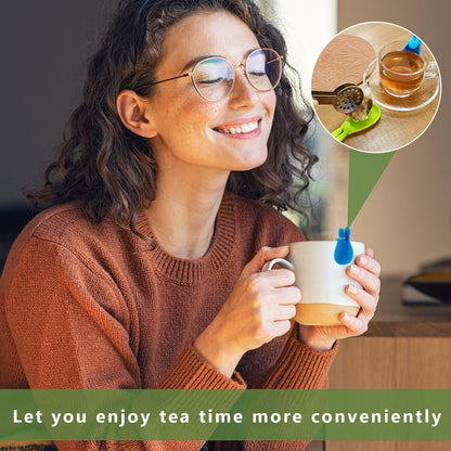 1 Pcs Tea Bag Squeezer,With 2pcs Bunny Silicone Tea Bag Holders | Round Stainless Steel Tea Bag Tongs,For Kitchen Bar Tools