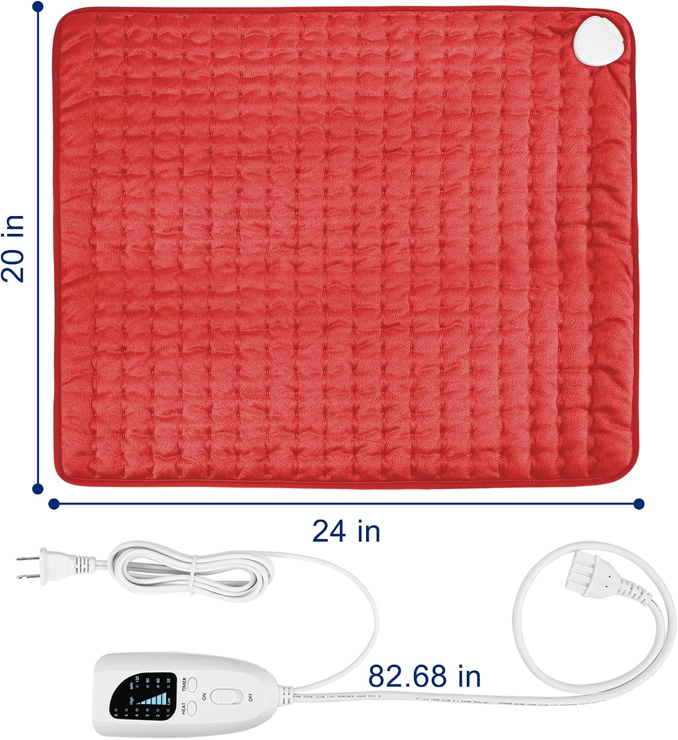 Electric Heating pad with 6 Heat Settings, Auto Shut Off, Dry Electric Heating for Back Neck Knee Arms Legs Shoulder Heat Pads for Christmas Birthday Father Mother's Day (24"X12", Gray Green)