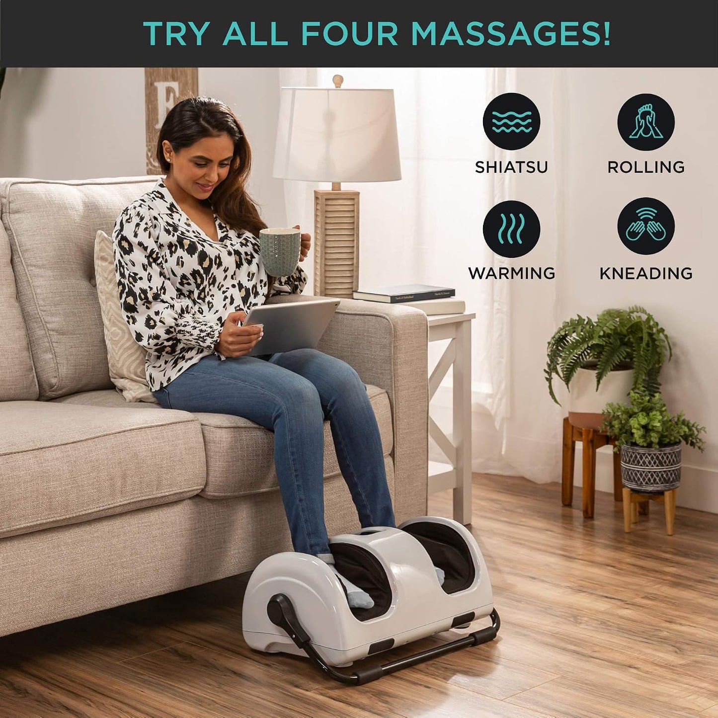 Best Choice Products Shiatsu Foot Massager with Heat for Plantar Fasciitis & Neuropathy, Kneading Foot & Calf Massager with Remote, 360° Adjustable Handle, Rolling & Compression Massage - Navy