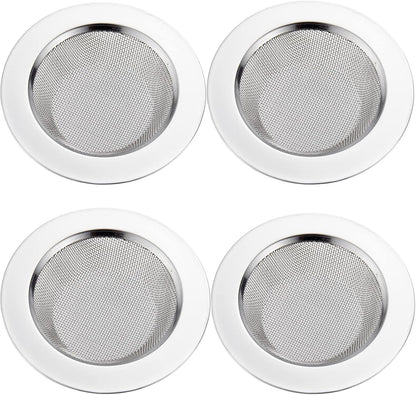 LASSHSWA 2 PCS Kitchen Sink Strainer Stainless Steel, Kitchen Sink Drain Strainer， Sink Strainers with Large Wide Rim 4.5" Diameter for Kitchen Sinks