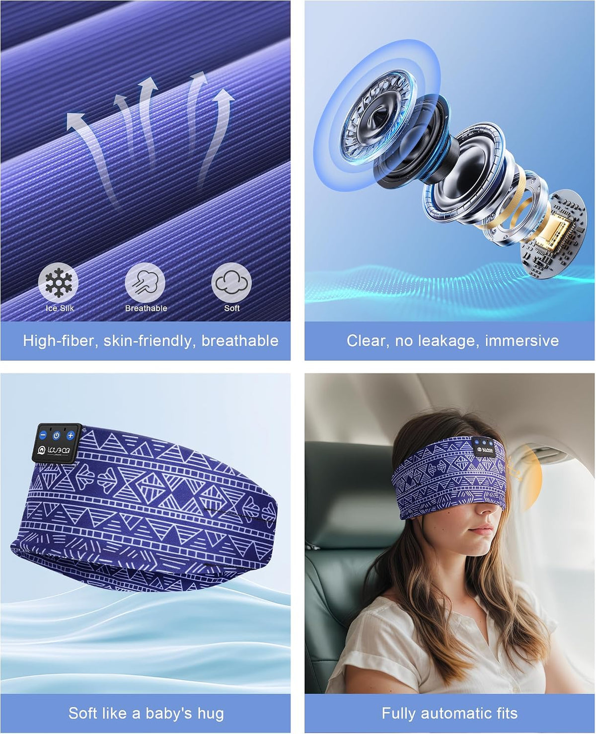 LOVE EYE Sleep Sport Headphones Wireless Bluetooth 5.4 Headband Headphone