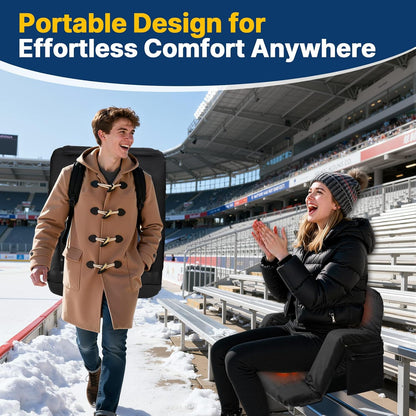 DEKEMASTER Wide Heated Stadium Seat with Back Support, Sofa-Style Comfort | 4.3'' Thick Cushion & Backrest, 3 Level Heat(No Battery), 6 Reclining Positions, Adjustable Armrests, Anti- Slip Stability