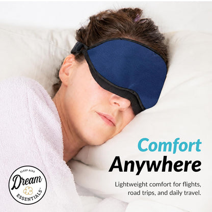 Dream Essentials Natura Organic Cotton Sleep Mask | Twilight Blue | Eye Mask for Sleeping, Light Blocking Soft Sleep Eye Cover with Eco Wool Padding | Made in USA Travel Accessories