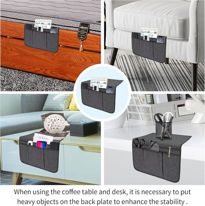 Bedside Caddy Bedside Storage Organizer Magazine Phone Tablet iPad Remote Holder, Organizer Caddy for Home College Dorm Bed, Sofa, Bunk Bed (Grey)