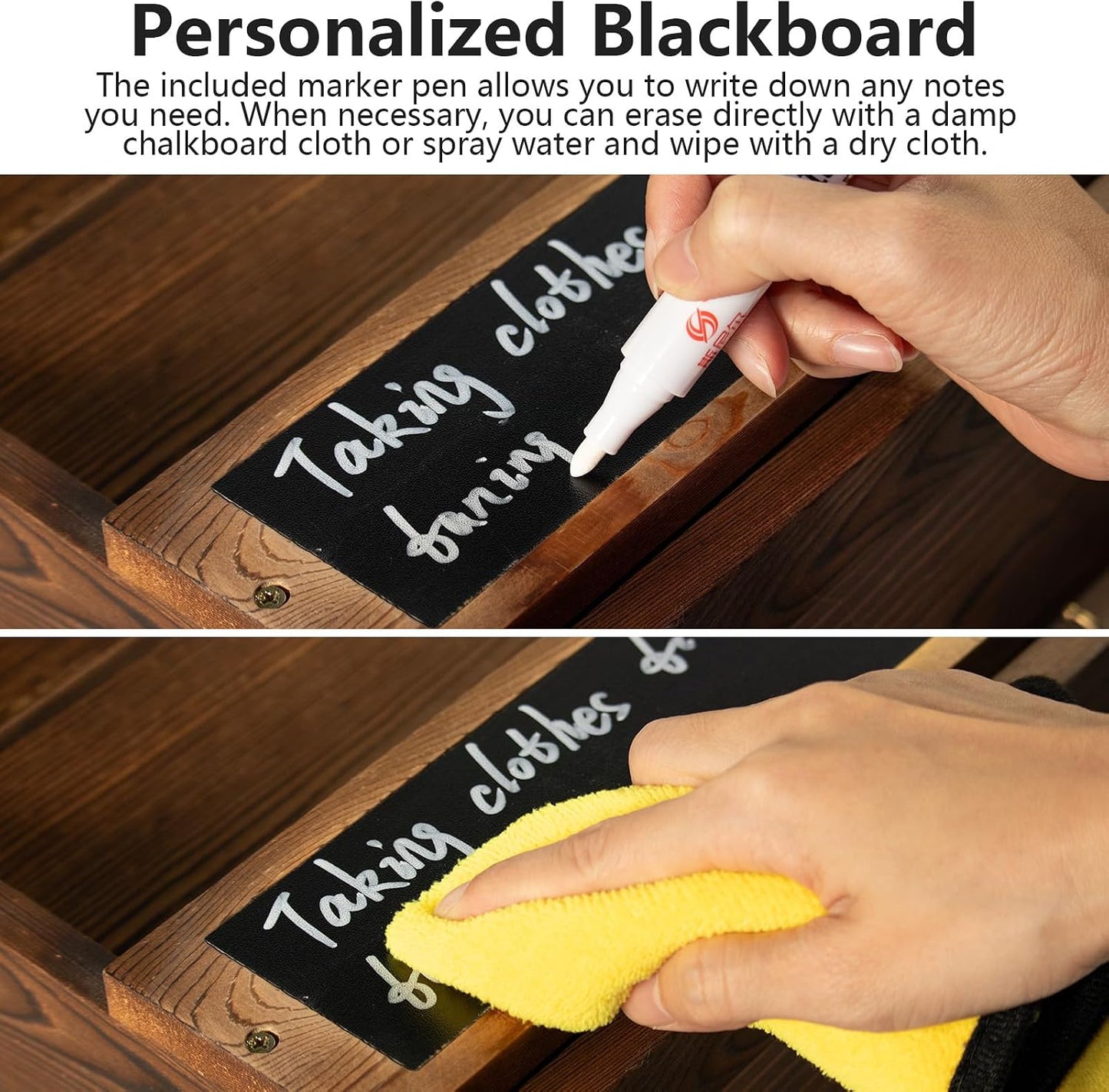 Rustic wall mail organizer,Key and Mail File Holder for Wall Mount | 6 Key Hooks 2 Double Key Hooks A blackboard,for Home,Office, Classroom,Entryway Decor (brown)