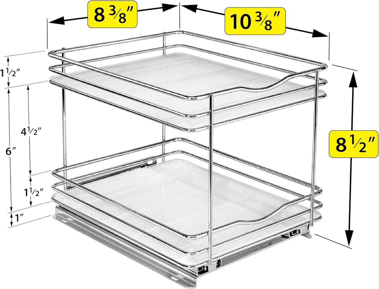 LYNK PROFESSIONAL® Pull Out Spice Organization for Cabinets - 4-3/8 inch Wide – Spice Rack for Inside Cabinets, Slide Out Spice Rack Organizer for cabinet – Pull Out Spice Rack, Sliding 2 Tier Chrome