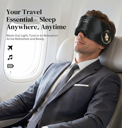LC-dolida 3D Silk Bluetooth Sleep Mask, Mulberry Silk Sleep Mask with Bluetooth Headphones, Bluetooth Eye Sleep Mask for Side Sleepers, Total Blackout Bluetooth Eye Mask for Women Men, Black