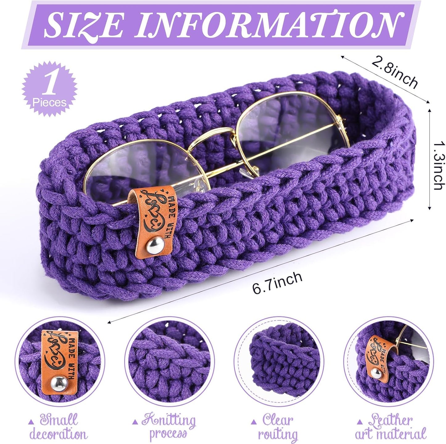 Tioncy Eyeglasses Holder for Nightstand Wool Anti Scratch Desk Bedside Knit Eyeglass Storage for Fathers Day Graduation Gifts
