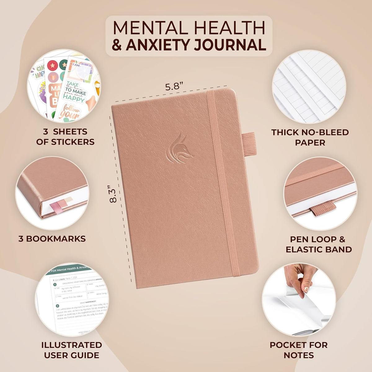 Clever Fox Mental Health & Anxiety Journal CBT Prompts 5.8x8.3 Lavender
