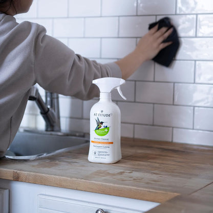 ATTITUDE Kitchen Cleaner Spray, EWG Verified, Degreaser Spray to Cut Grease & Grime, Plant-Based & Vegan, Citrus Zest Scent, 27.1 Fl Oz