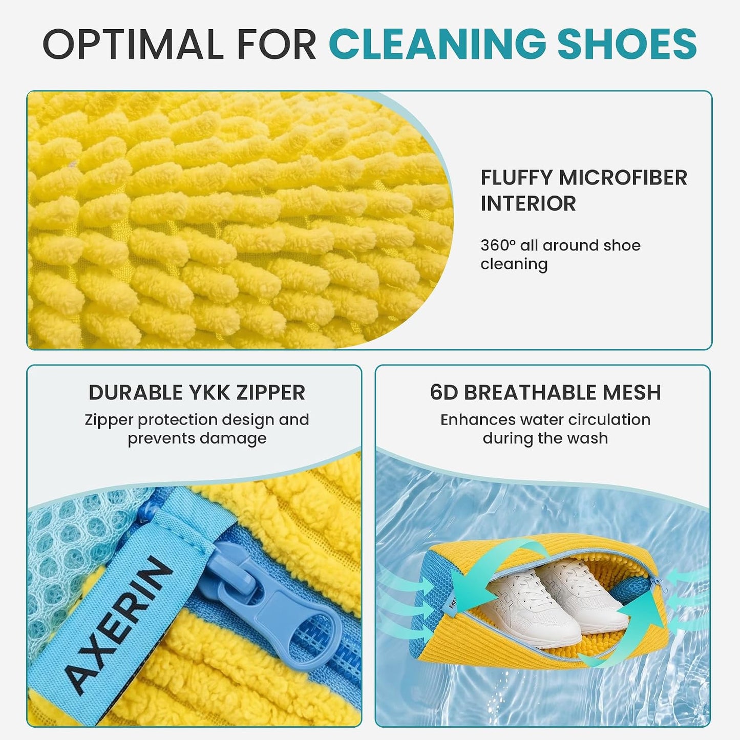 Shoe Washing Machine Bag for Washer and Dryer – 2pc Reusable Shoe Cleaning Bag for Sneakers & Tennis Shoes